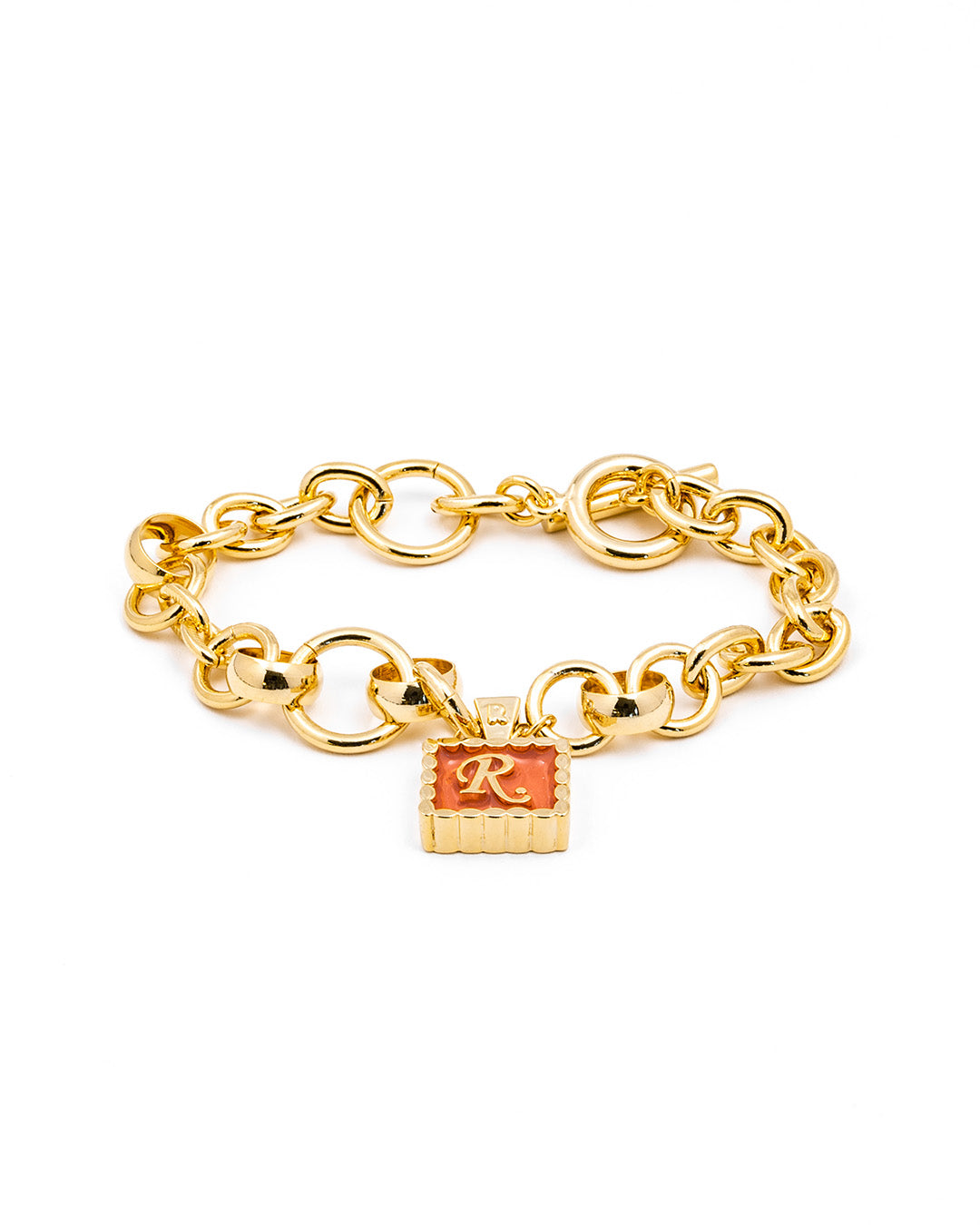 【SALE】選べるワード◆レタードチャーム付きブレスレット◆Gold チャーム ブレスレット [R.]